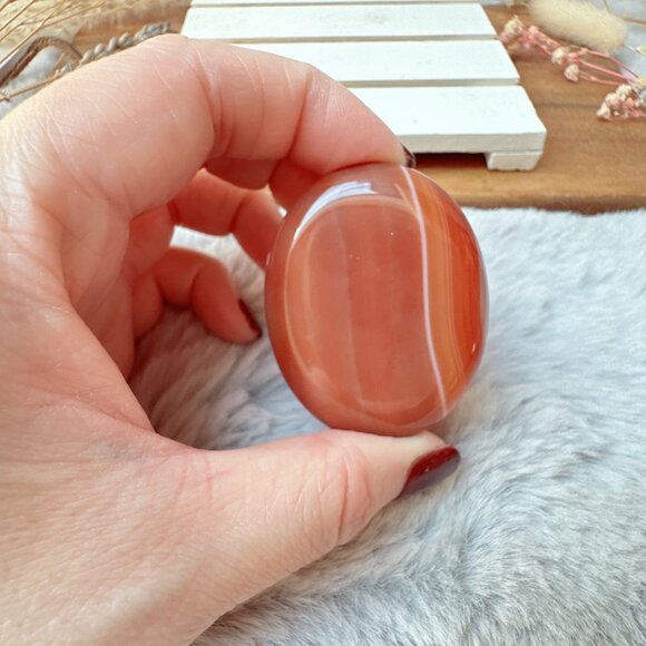 Beautiful Banded Carnelian Worry Stone - Picture 2 of 5
